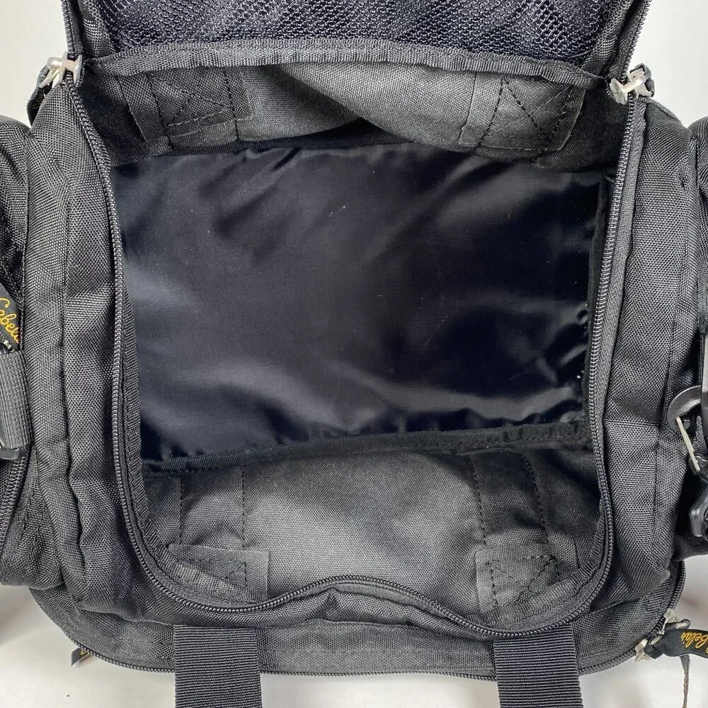 Cabelas Black Duffel Bag Detachable Shoulder Strap Zip Pockets Gym Travel